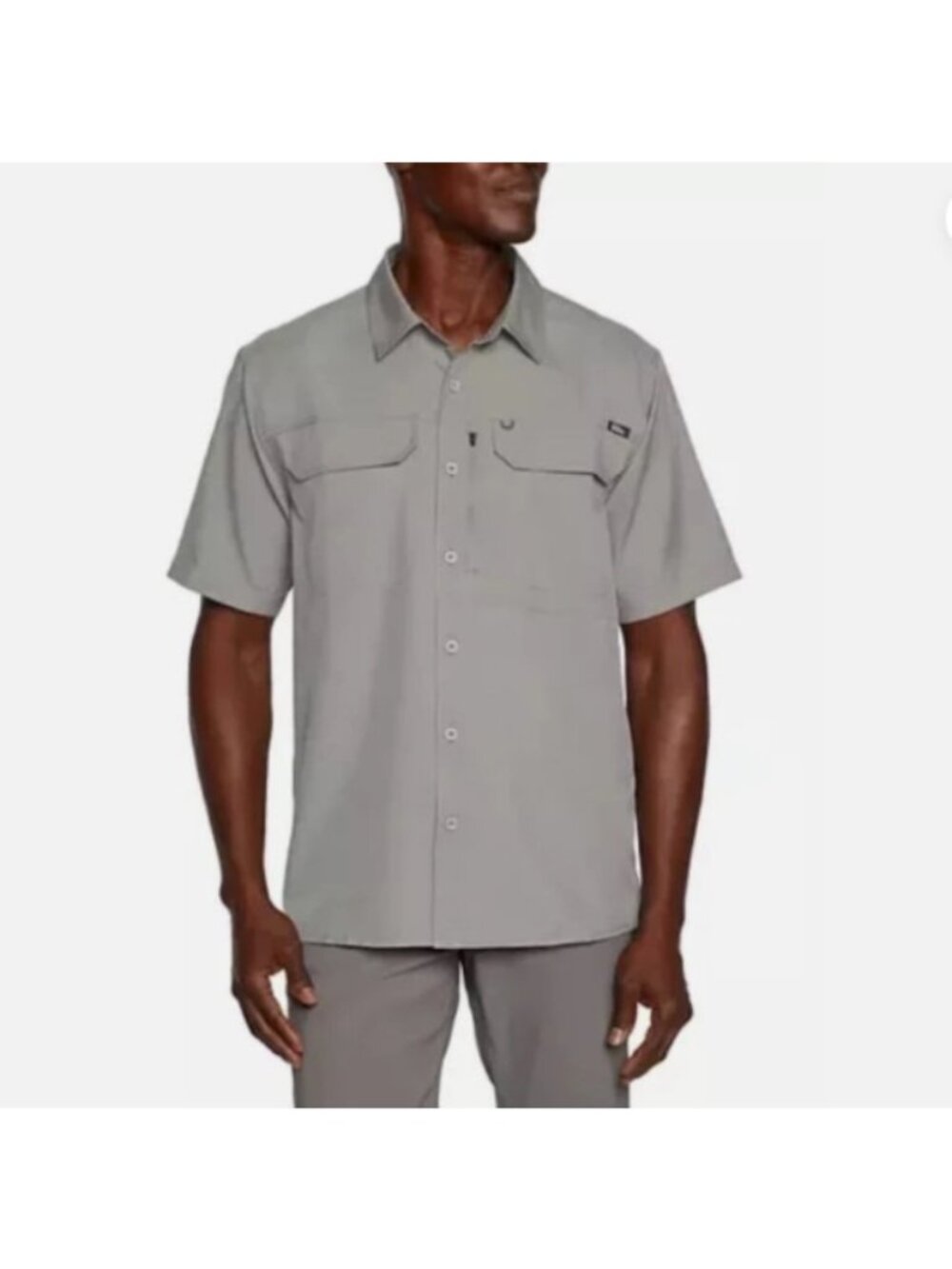 Eddie Bauer Men's Short Sleeve Woven Tech Shirt-Size Medium-Grey-NWT